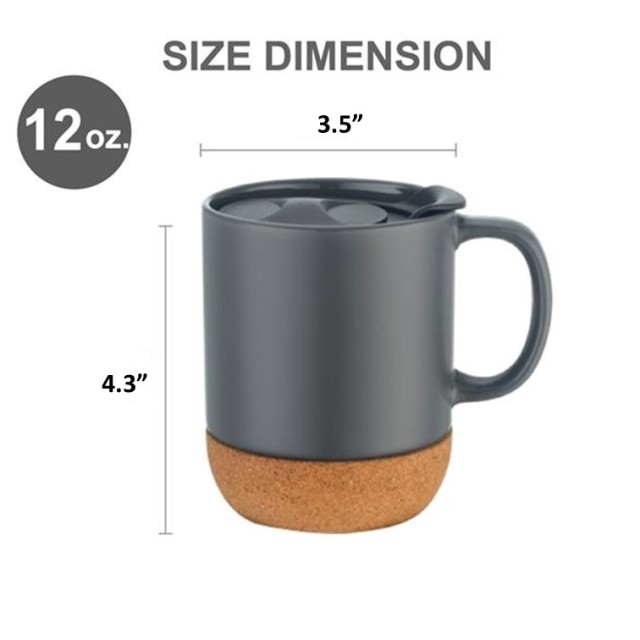 13oz Barista Ceramic Cork Bottom Coffee Milk Mug with Lid