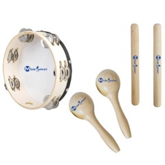 Orff Wood Sand Hammer Tambourine stick music instrument set