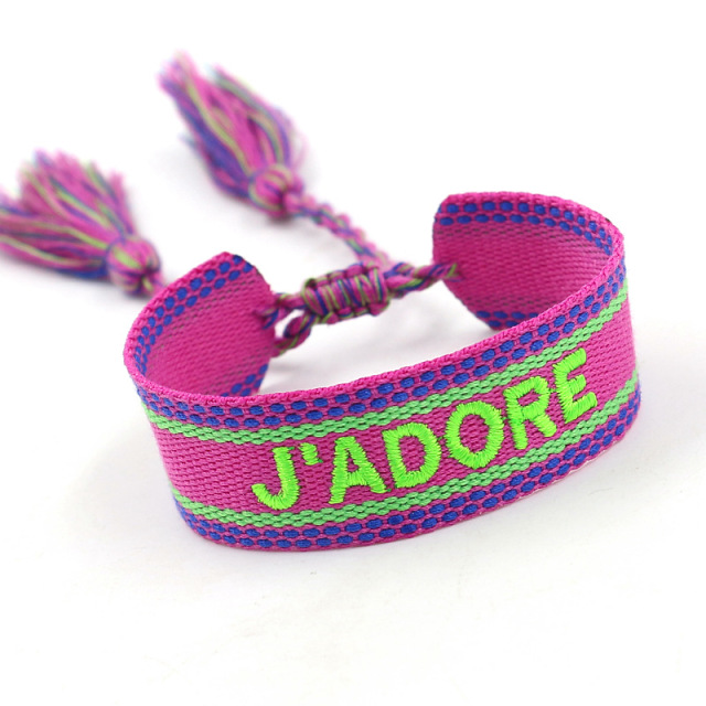 Embroidered Women Bracelet Adjustable Wristband