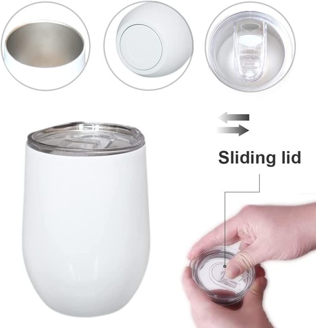 12oz Stainless Steel EggShell Cup with Lid and Straw
