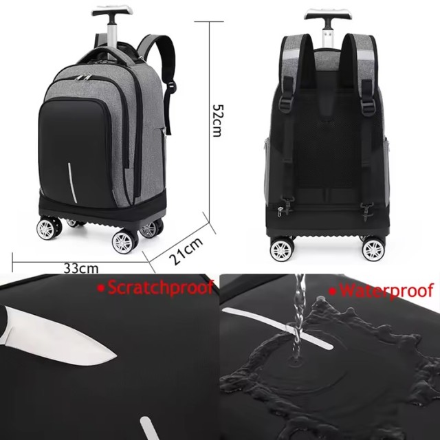 18" Travel Business Air Trolley Backpack Duffel Bag W/ Wheel