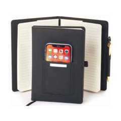 A5 Leather Business Notebook W/Phone Holder 80-page