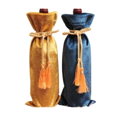 Velvet Gift Wrap Bags for Wine Bottle with Drawstrings