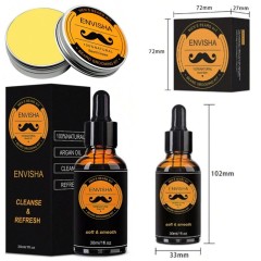 Beard Care Kit Oil Balm Wood Comb Mustache Scissor W/ Bag