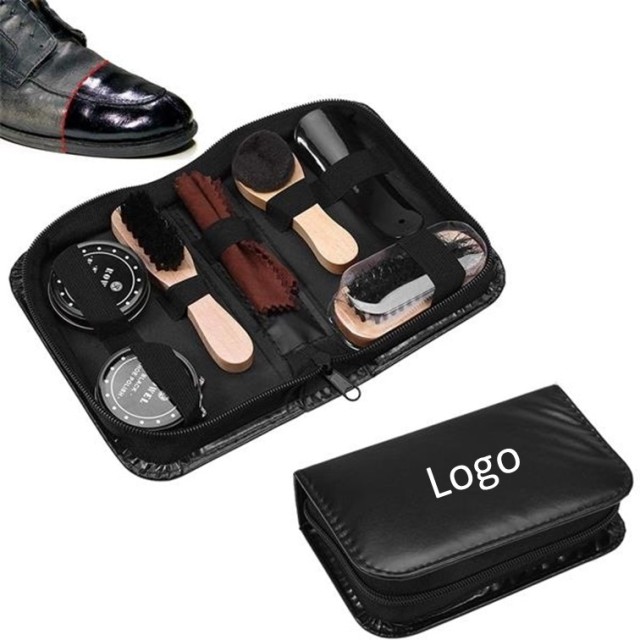 Faux Leather Shoe Brush Sponge Shine Care Kit