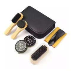 Faux Leather Shoe Brush Sponge Shine Care Kit