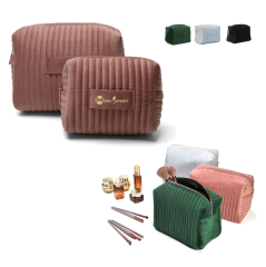 8.7"Velvet Makeup Wash Bag Organizer Toiletry Cosmetic Zip