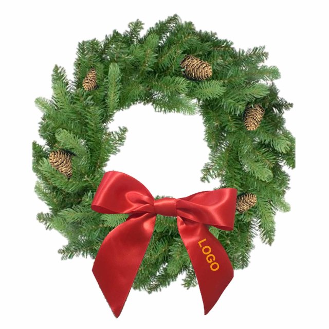 Wreath with bow & pine cones