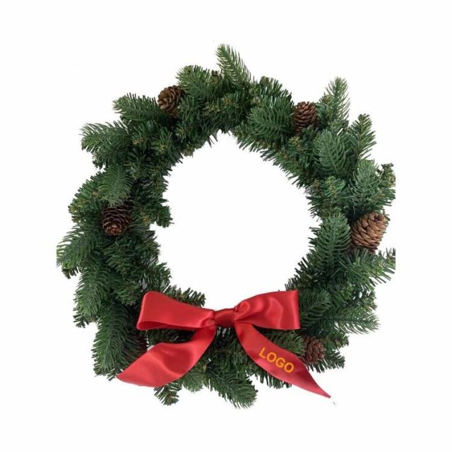 Wreath with bow & pine cones