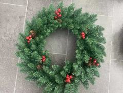 Wreath with bow & pine cones