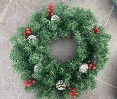 Wreath with bow & pine cones