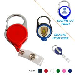 Carabiner Round Retractable Badge Reel with Clear Vinyl Strap