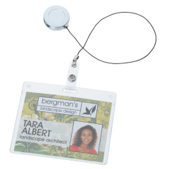 Domed Metal Retractable Badge Holder with Slip Clip