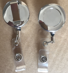 Domed Metal Retractable Badge Holder with Slip Clip