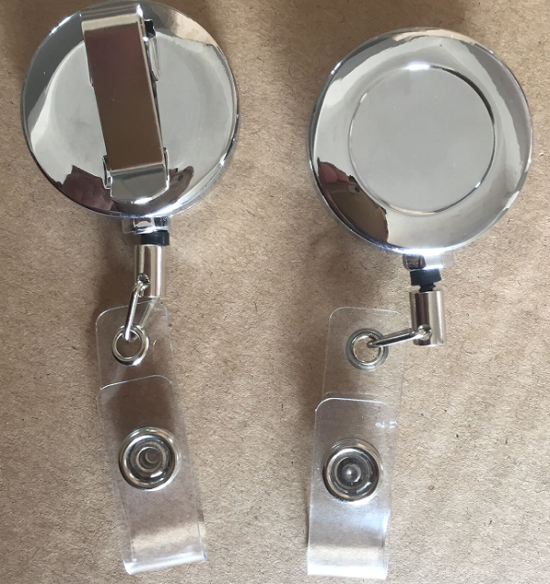 Domed Metal Retractable Badge Holder with Slip Clip