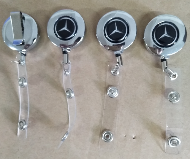 Domed Metal Retractable Badge Holder with Slip Clip