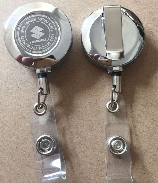 Domed Metal Retractable Badge Holder with Slip Clip