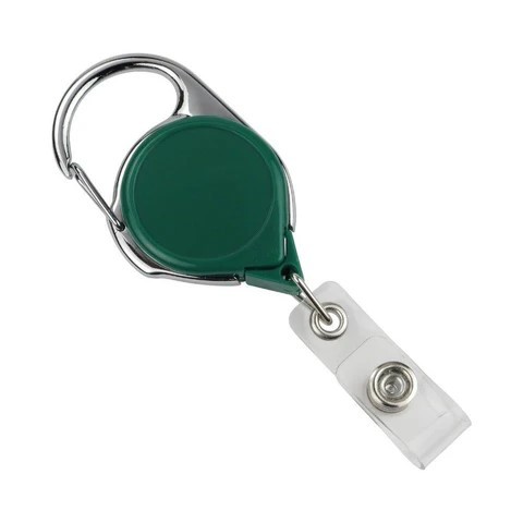 Carabiner Round Retractable Badge Reel with Clear Vinyl Strap