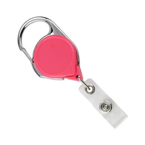 Carabiner Round Retractable Badge Reel with Clear Vinyl Strap