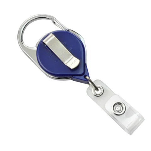 Carabiner Round Retractable Badge Reel with Clear Vinyl Strap