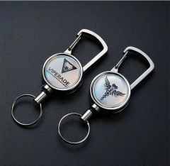 Metal Keychain With Badge Reel Carabiner