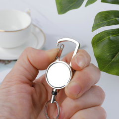 Metal Keychain With Badge Reel Carabiner