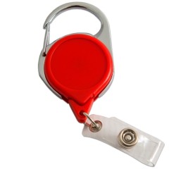 Carabiner Round Retractable Badge Reel with Clear Vinyl Strap