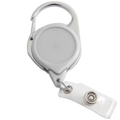 Carabiner Round Retractable Badge Reel with Clear Vinyl Strap