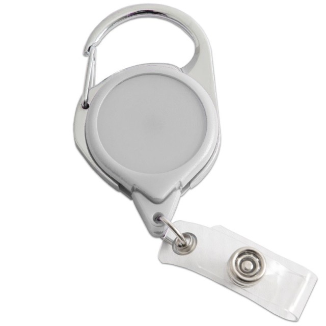 Carabiner Round Retractable Badge Reel with Clear Vinyl Strap