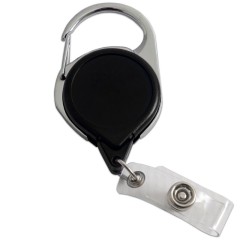 Carabiner Round Retractable Badge Reel with Clear Vinyl Strap