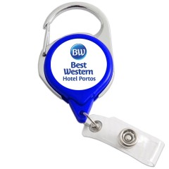 Carabiner Round Retractable Badge Reel with Clear Vinyl Strap