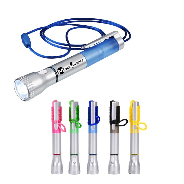 Flashlight with Pen and Lanyard