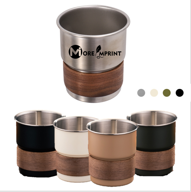 10oz Stainless Steel Cup W/Walnut Wood Sleeve