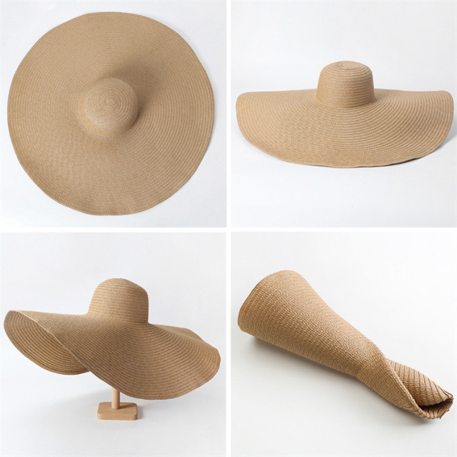 Oversized 27.55'' Beach Straw Hat Large Wide Visor