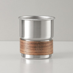 10oz Stainless Steel Cup W/Walnut Wood Sleeve