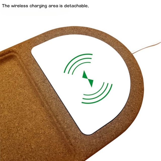 Cork Wireless Charging Pad Desktop Organizer