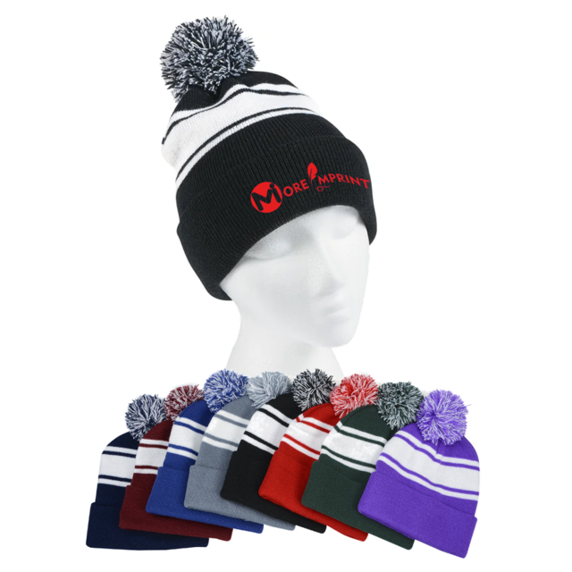 Advertising Two-Tone Knit Pom Beanies with Cuff