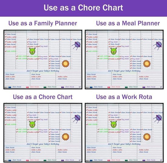 Magnetic Weekly Planner / Whiteboard Fridge Family Planner