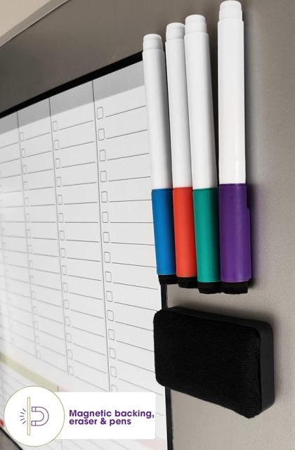 Magnetic Weekly Planner / Whiteboard Fridge Family Planner