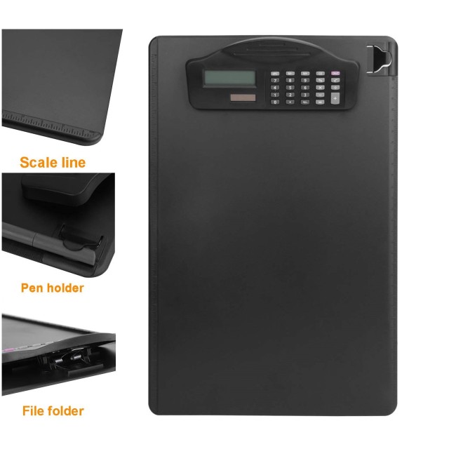 Letter Size Clipboard w/Dual Power Calculator Clip