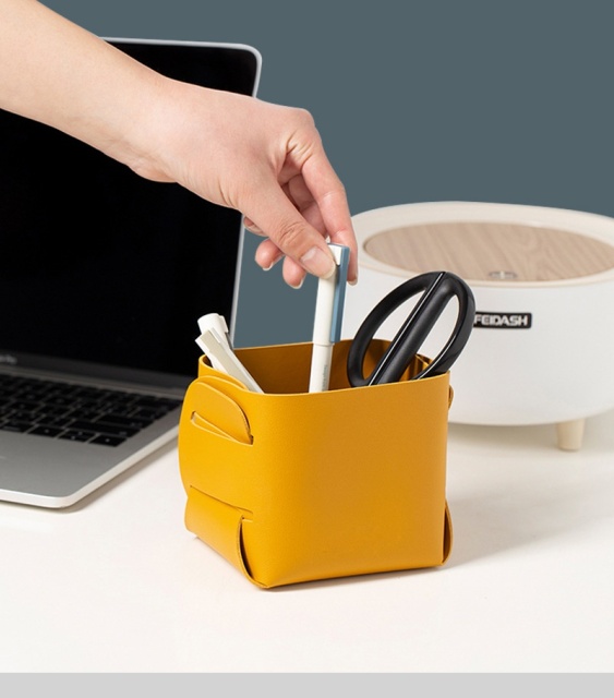 Foldable PU Leather Desk Sundries Storage Tray