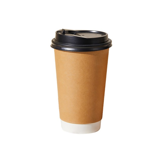 16 Oz Disposable Double Wall Paper Coffee Cups With Lids