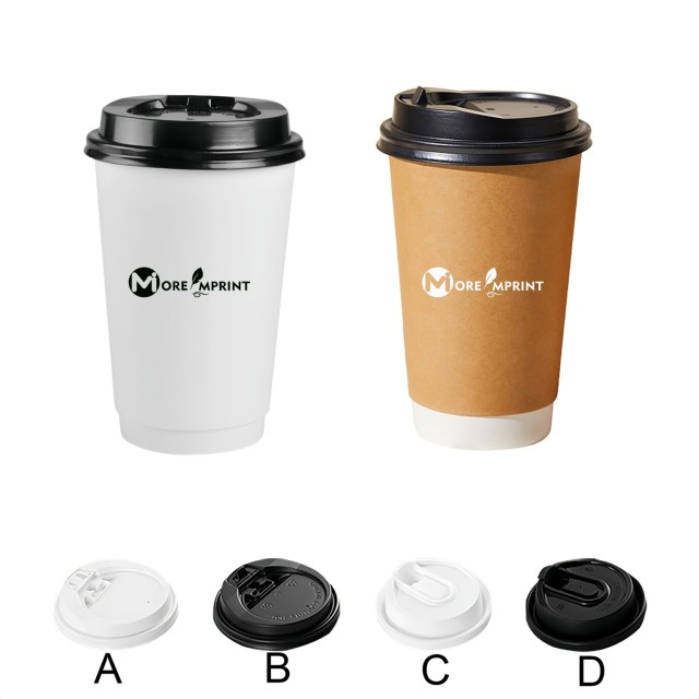 16 Oz Disposable Double Wall Paper Coffee Cups With Lids