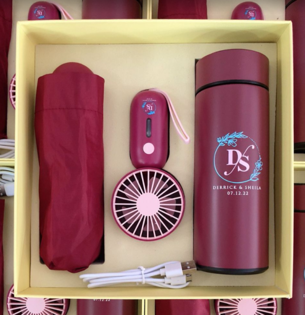 3pcs High End Business Gift Set Umbrella/Fan/Tumbler