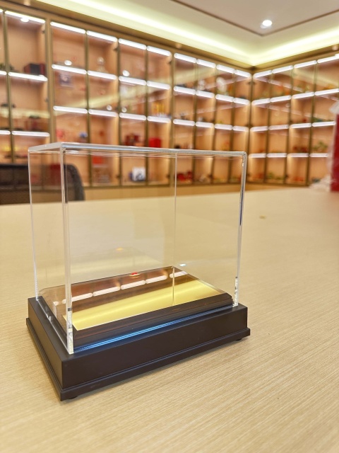 Baseball Display Case with Wood Stand and Lawn