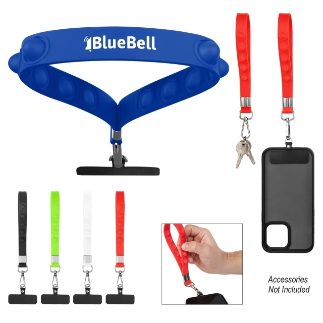 Customized 2-in-1 Push Pop Stress Reliever Phone and Keychain Wristlets