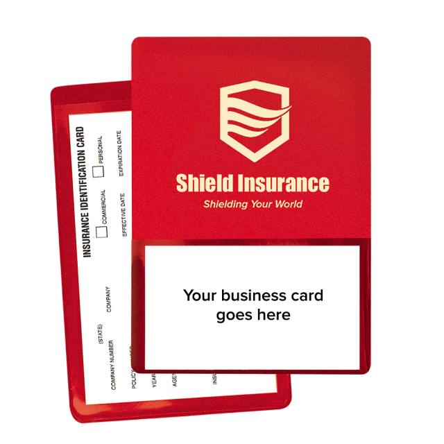 Promotional Insurance Card Holders with Extra Pocket/Agency Branded Insurance Card Holders