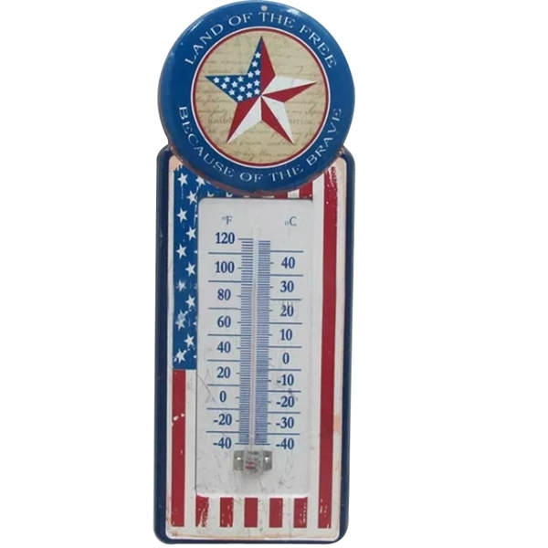 3D Embossed Vintage Metal Wall Thermometer Sign