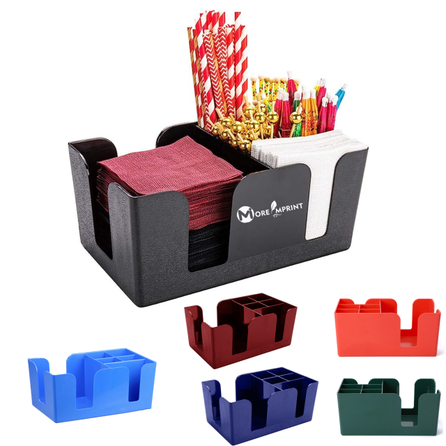 Bar Caddy, 1 Pebbled Napkin Holder - 6 Compartments