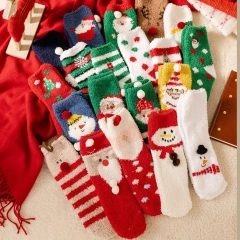 Full Color Soft and Fuzzy Fun Socks - Embroidered/Woven patch/ Woven with repeat stamp LOGO